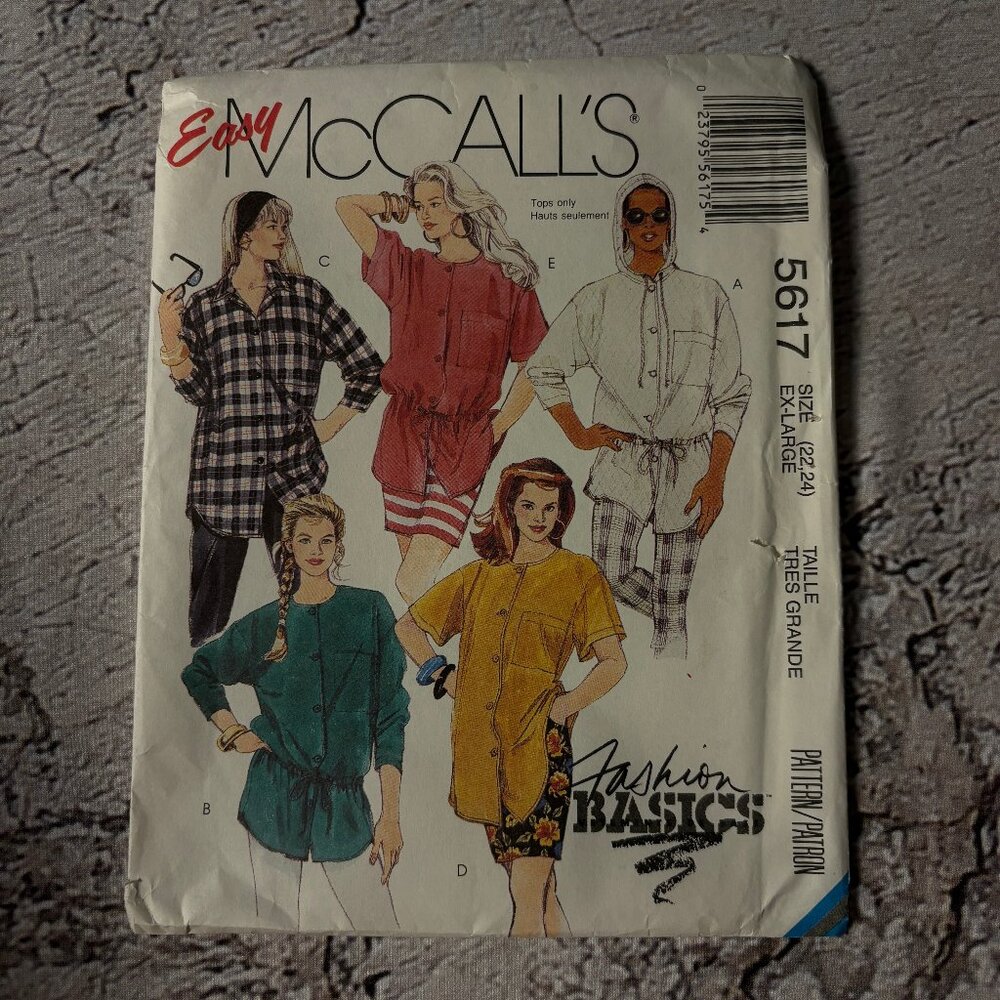 Easy McCalls Pattern 5617 for Misses' Blouses